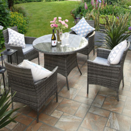 RayGar Valencia 4 Seater Rattan Garden Lounge Set - Grey - Wilko - thumbnail 1