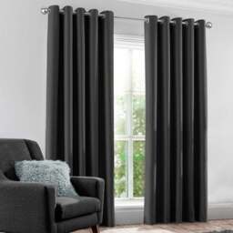 Velosso Kassidy Charcoal Blackout Curtains 168 x 137cm - Size: W 168 x D 137cm - Grey - Wilko