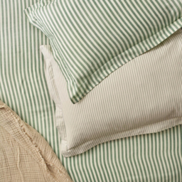 Yard Hebden Single Melange Stripe Cotton Forest Duvet Set - Green - Wilko - thumbnail 3
