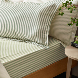 Yard Hebden Single Melange Stripe Cotton Forest Duvet Set - Green - Wilko - thumbnail 5
