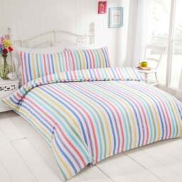 Rapport Home Candy Stripe King Size Multicolour Brushed Cotton Duvet Set - Wilko
