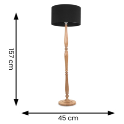 ValueLights Victoria Black Fabric Drum Shade Light Wood Traditional Stem LED Floor Lamp - Size: 157 x 45 x 45cm - Cream - Wilko - thumbnail 6