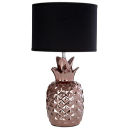 Premier Housewares Pineapple Copper Ceramic Table Lamp - Size: 23 x 23 x 40cm - Gold - Wilko