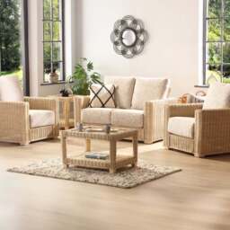 Desser Furniture Burford 4 Seater Natural Rattan Sofa Set - Size: 2 Seater - Cream - Wilko - thumbnail 1