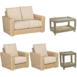 Desser Furniture Burford 4 Seater Natural Rattan Sofa Set - Size: 2 Seater - Cream - Wilko - thumbnail 3