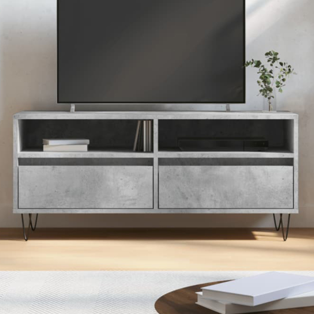 vidaXL 2 Drawer 2 Shelf Concrete Grey TV Cabinet - Size: 44.5 x 100 x 34.5cm - Wilko - image 1