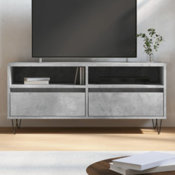 vidaXL 2 Drawer 2 Shelf Concrete Grey TV Cabinet - Size: 44.5 x 100 x 34.5cm - Wilko - thumbnail 1
