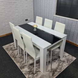 Kosy Koala 6 Seater Faux Leather Dining Set Black and White - White Black - Portland - Wilko - thumbnail 7