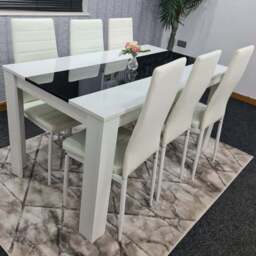 Kosy Koala 6 Seater Faux Leather Dining Set Black and White - White Black - Portland - Wilko
