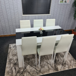 Kosy Koala 6 Seater Faux Leather Dining Set Black and White - White Black - Portland - Wilko - thumbnail 6
