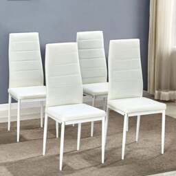 Kosy Koala Set of 4 White Faux Leather Dining Chair - Size: 96 x 40 x 40cm - Wilko