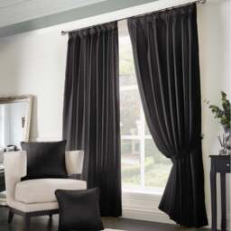 Alan Symonds Madison Black Taped Top Curtains 229 x 274cm - Size: W 229 x D 274cm - Wilko