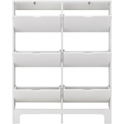 GFW White Narrow 6 Drawer Shoe Cabinet - Size: 17 x 102 x 126cm - Wilko - thumbnail 4