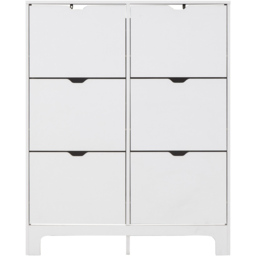 GFW White Narrow 6 Drawer Shoe Cabinet - Size: 17 x 102 x 126cm - Wilko - thumbnail 3
