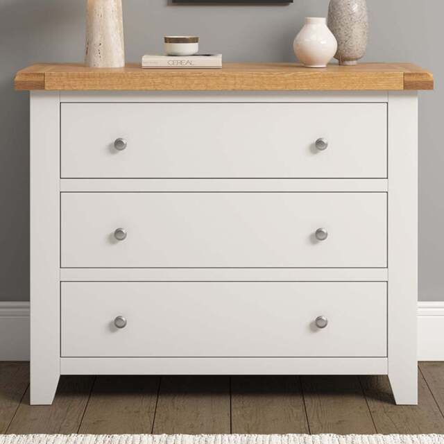 Seconique Windsor 3 Drawer Ivory and Oak Storage Chest - Ivory/Oak - Wilko - image 1