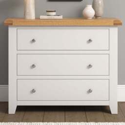 Seconique Windsor 3 Drawer Ivory and Oak Storage Chest - Ivory/Oak - Wilko - thumbnail 1
