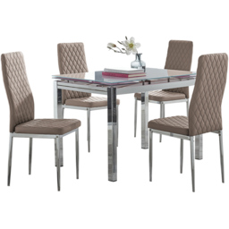 Furniturebox Fonti Valera 4 Seater Dining Set Cappuccino and Chrome - Brown - Wilko - thumbnail 3
