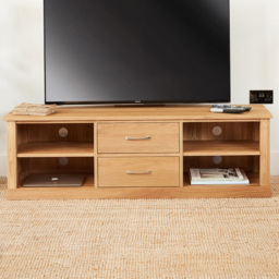 Baumhaus Mobel Oak Mounted Widescreen TV Cabinet - Brown - Wilko - thumbnail 1