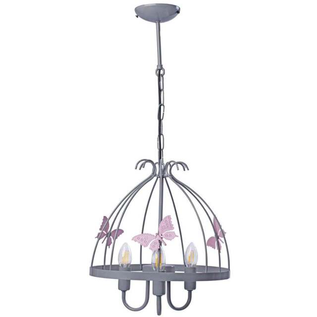 Milagro Kago Grey Chandelier 230V - Size: 30 x 30 x 60cm - Pink - Wilko - image 1