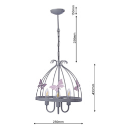 Milagro Kago Grey Chandelier 230V - Size: 30 x 30 x 60cm - Pink - Wilko - thumbnail 7