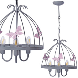 Milagro Kago Grey Chandelier 230V - Size: 30 x 30 x 60cm - Pink - Wilko - thumbnail 3