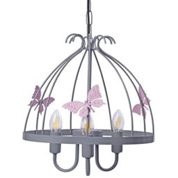 Milagro Kago Grey Chandelier 230V - Size: 30 x 30 x 60cm - Pink - Wilko - thumbnail 4