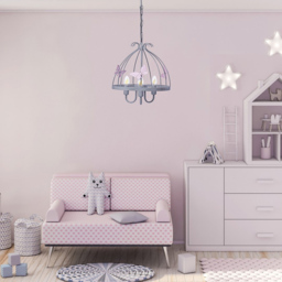 Milagro Kago Grey Chandelier 230V - Size: 30 x 30 x 60cm - Pink - Wilko - thumbnail 5