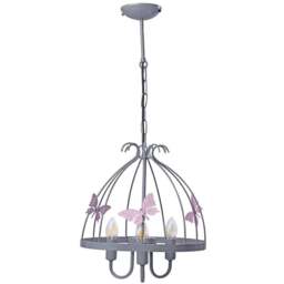 Milagro Kago Grey Chandelier 230V - Size: 30 x 30 x 60cm - Pink - Wilko - thumbnail 1