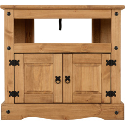 Seconique Corona 2 Door Distressed Waxed Pine Corner TV Cabinet - Size: 43 x 85 x 78cm - Brown - Wilko - thumbnail 4