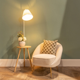 ValueLights Freja Natural Wood and White Side Table Floor Lamp - Size: 161 x 45 x 51cm - Wilko - thumbnail 4