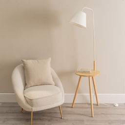 ValueLights Freja Natural Wood and White Side Table Floor Lamp - Size: 161 x 45 x 51cm - Wilko - thumbnail 7
