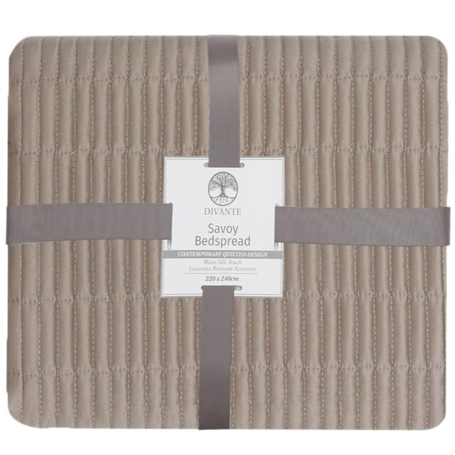 Divante Latte Savoy Quilted Bedspread 220 x 240cm - Size: King - Wilko - image 1