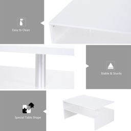 Portland 2 Tier White Rectangular Coffee Table - Size: 90 x 60 x 42cm - Wilko - thumbnail 5