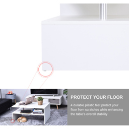 Portland 2 Tier White Rectangular Coffee Table - Size: 90 x 60 x 42cm - Wilko - thumbnail 7