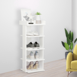Living and Home 5 Tier White Wooden Open Shoe Rack - Size: 25 x 27 x 75cm - Wilko - thumbnail 7