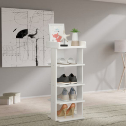 Living and Home 5 Tier White Wooden Open Shoe Rack - Size: 25 x 27 x 75cm - Wilko - thumbnail 5