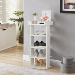 Living and Home 5 Tier White Wooden Open Shoe Rack - Size: 25 x 27 x 75cm - Wilko - thumbnail 3