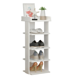 Living and Home 5 Tier White Wooden Open Shoe Rack - Size: 25 x 27 x 75cm - Wilko - thumbnail 1