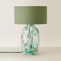 ValueLights Belinda Green Confetti Glass Table Lamp with Drum Shade and Bulb - Size: 39 x 27 x 27cm - Wilko - thumbnail 4