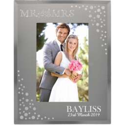 Personalised Memento Personalised Mr and Mrs Diamante Glass Photo Frame 6 x 4 inch - Silver - Wilko