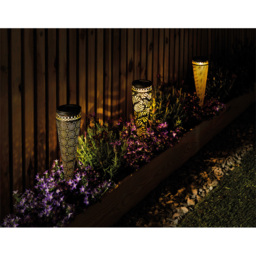Luxform Solar Guernsey Torch Light Flower Design - Size: 8.5 x 8.5 x 42cm - Grey - Wilko - thumbnail 4
