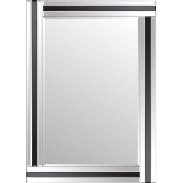 Dalton Black All Glass Wall Mirror 100 x 70cm - MirrorOutlet - Wilko - image 1