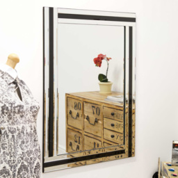 Dalton Black All Glass Wall Mirror 100 x 70cm - MirrorOutlet - Wilko - thumbnail 3