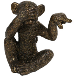 Set of 3 Monkey Ornaments - Brass - Size: 8 x 13 x 5 - Wilko - thumbnail 4