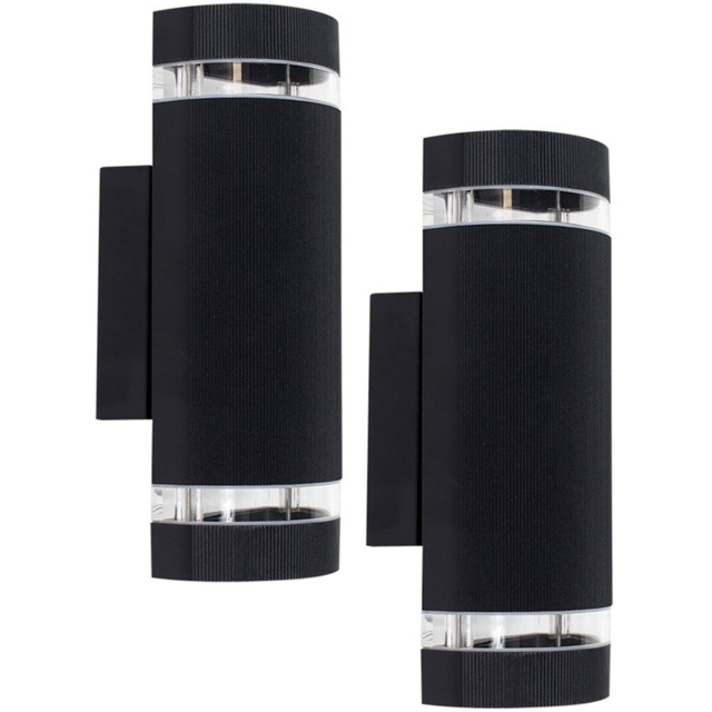 ValueLights Ryston 2 Pack Black Wall Fitted Light - Size: 26.5 x 10 x 10.5cm - Wilko - image 1