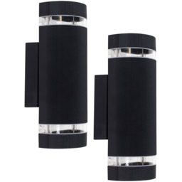 ValueLights Ryston 2 Pack Black Wall Fitted Light - Size: 26.5 x 10 x 10.5cm - Wilko