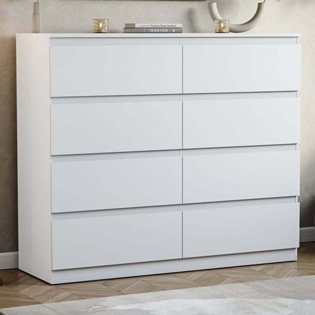 Vida Designs Denver 8 Drawer White Chest of Drawers - Wilko - image 1