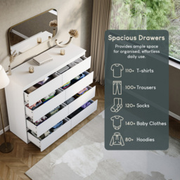 Vida Designs Denver 8 Drawer White Chest of Drawers - Wilko - thumbnail 7