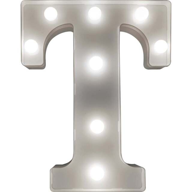 St Helens Battery Operated 3D LED Letter T Light - Size: 14 x 3 x 22cm - White - Wilko - image 1