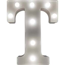 St Helens Battery Operated 3D LED Letter T Light - Size: 14 x 3 x 22cm - White - Wilko